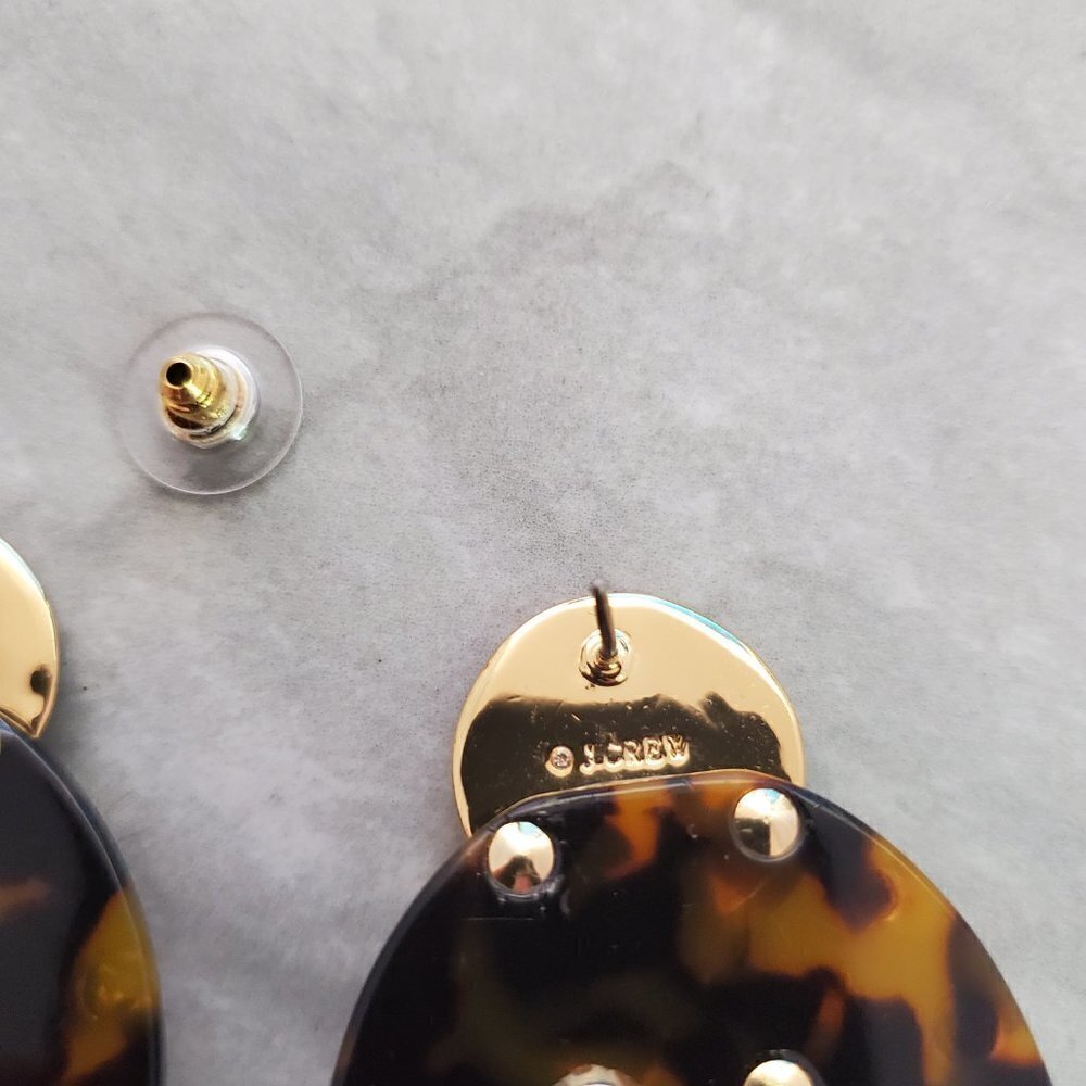 ✨ J.Crew Tortoise Shell Rhinesontes Crystsals Cluster Statement Earrings ✨ - Picture 10 of 13